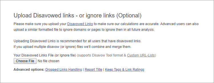 Upload Disavowed links